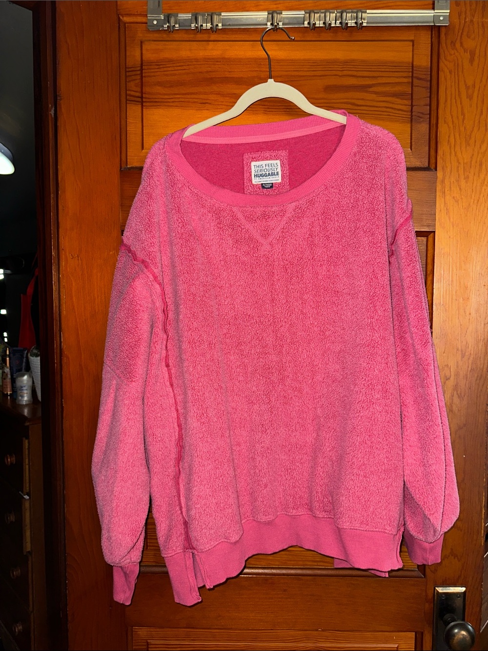 American Eagle Outfitters Pink Plush Crewneck Sweatshirt